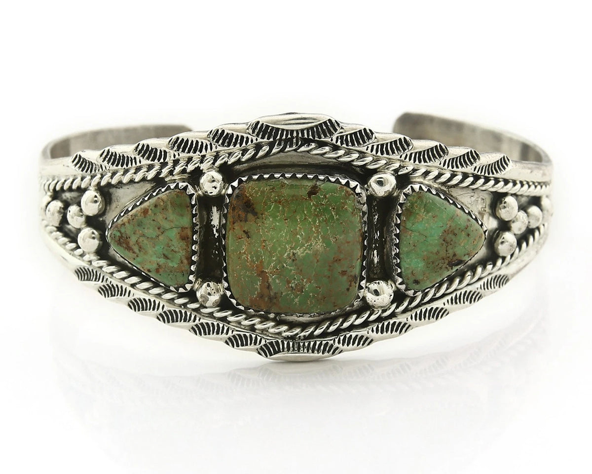 Navajo Cuff Bracelet Sterling Silver Turquoise Vintage Signed Daniel Etsitty