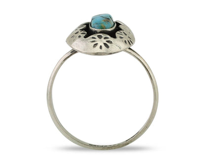 Navajo Ring 925 Silver Natural Blue Turquoise Native American Artist C.80's