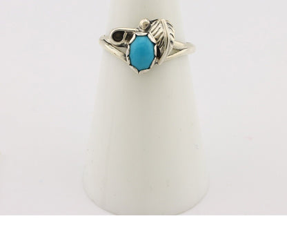 Navajo Ring .925 Silver Sleeping Beauty Turquoise Native American Artist C.80's