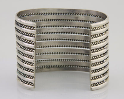 Navajo Wide Cuff 925 SOLID Silver Bracelet Artist TAHE C.80's