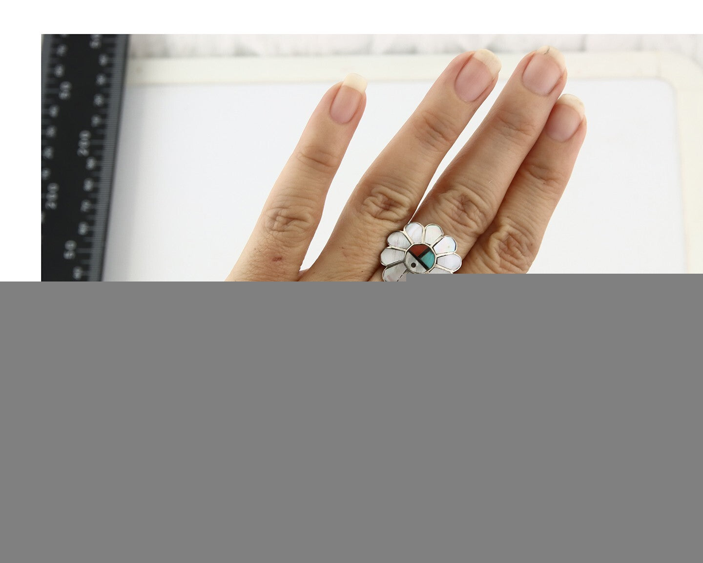 Vintage Zuni Ring 925 Sterling Silver Natural Gemstone Size 7.0