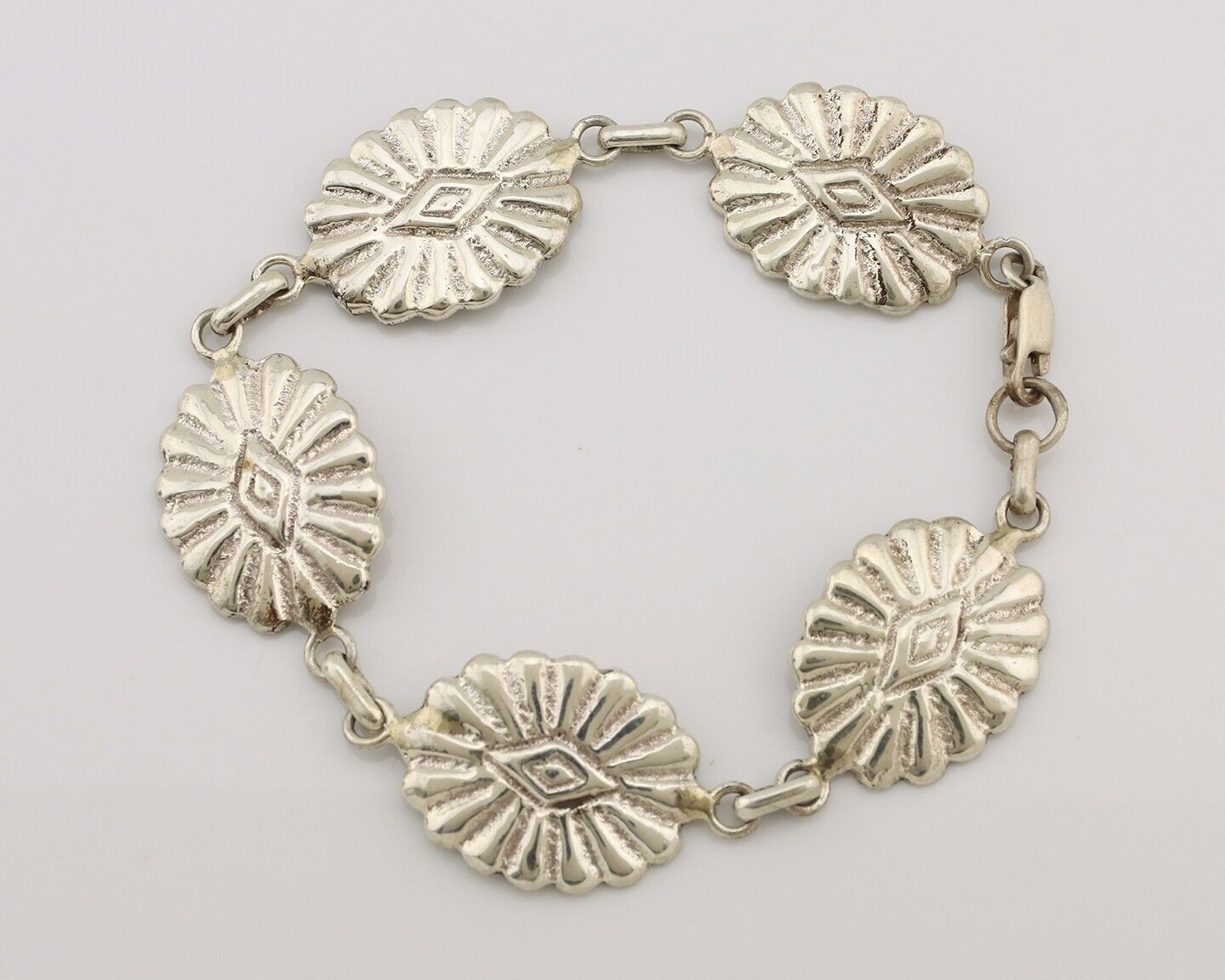 Navajo Sandcast Bracelet 925 Silver Artist Signed CM Handmade C.80's