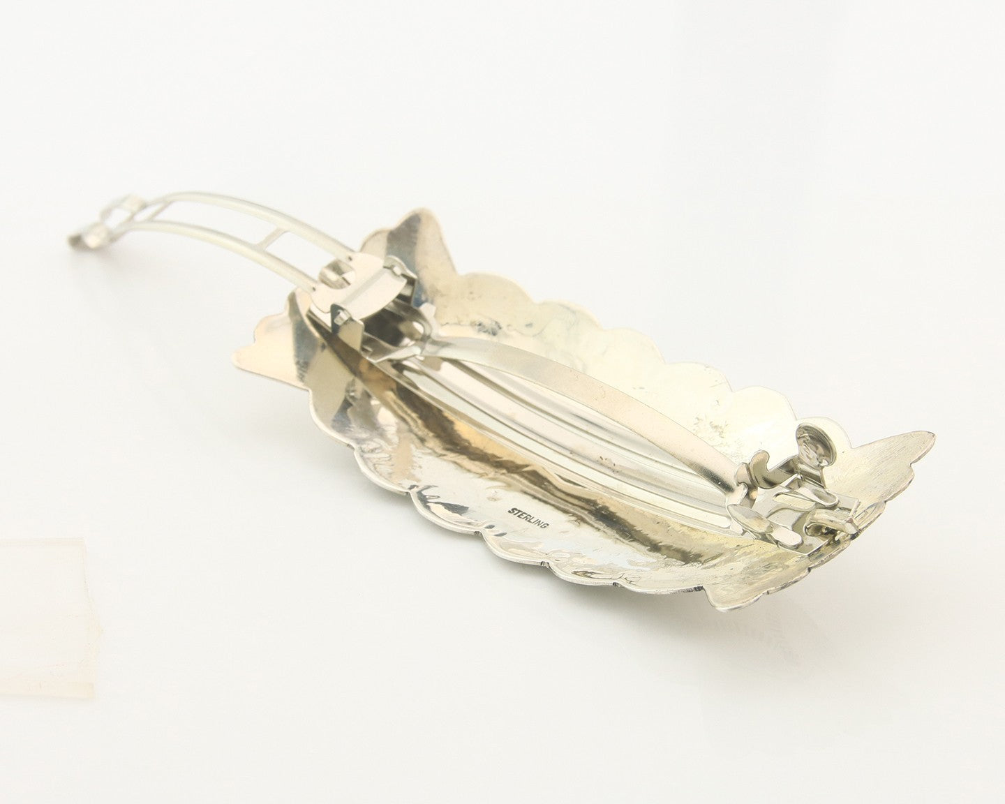 Vintage Navajo Barrette 925 Sterling Silver Hand Stamped Authentic Native Artist