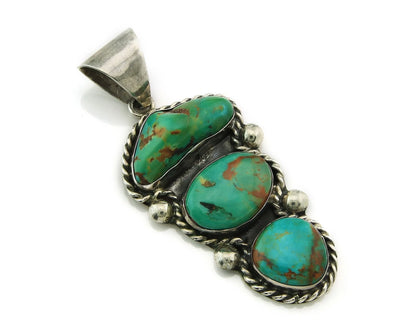 Navajo Pendant 925 Sterling Silver Natural Turquoise Vintage Artist Signed PA