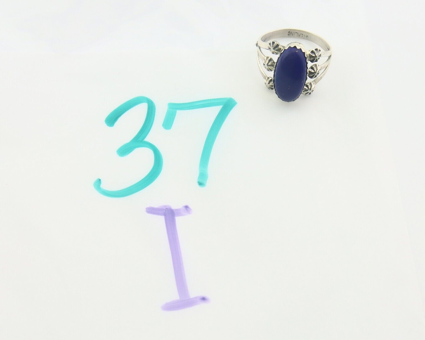 Navajo Ring 925 Sterling Natural Lapis Handmade Native Artist C.80's