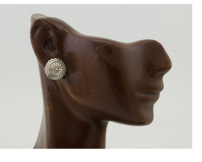 Navajo Small Shield Earrings 925 Silver Native American Artist C.80's