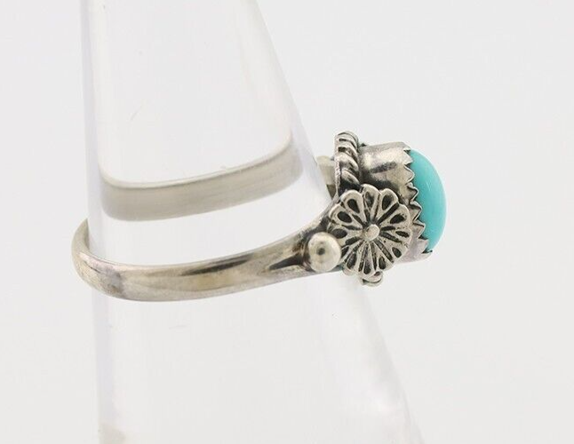 Navajo Ring 925 Silver Kingman Turquoise Native American Artist Made In 1985