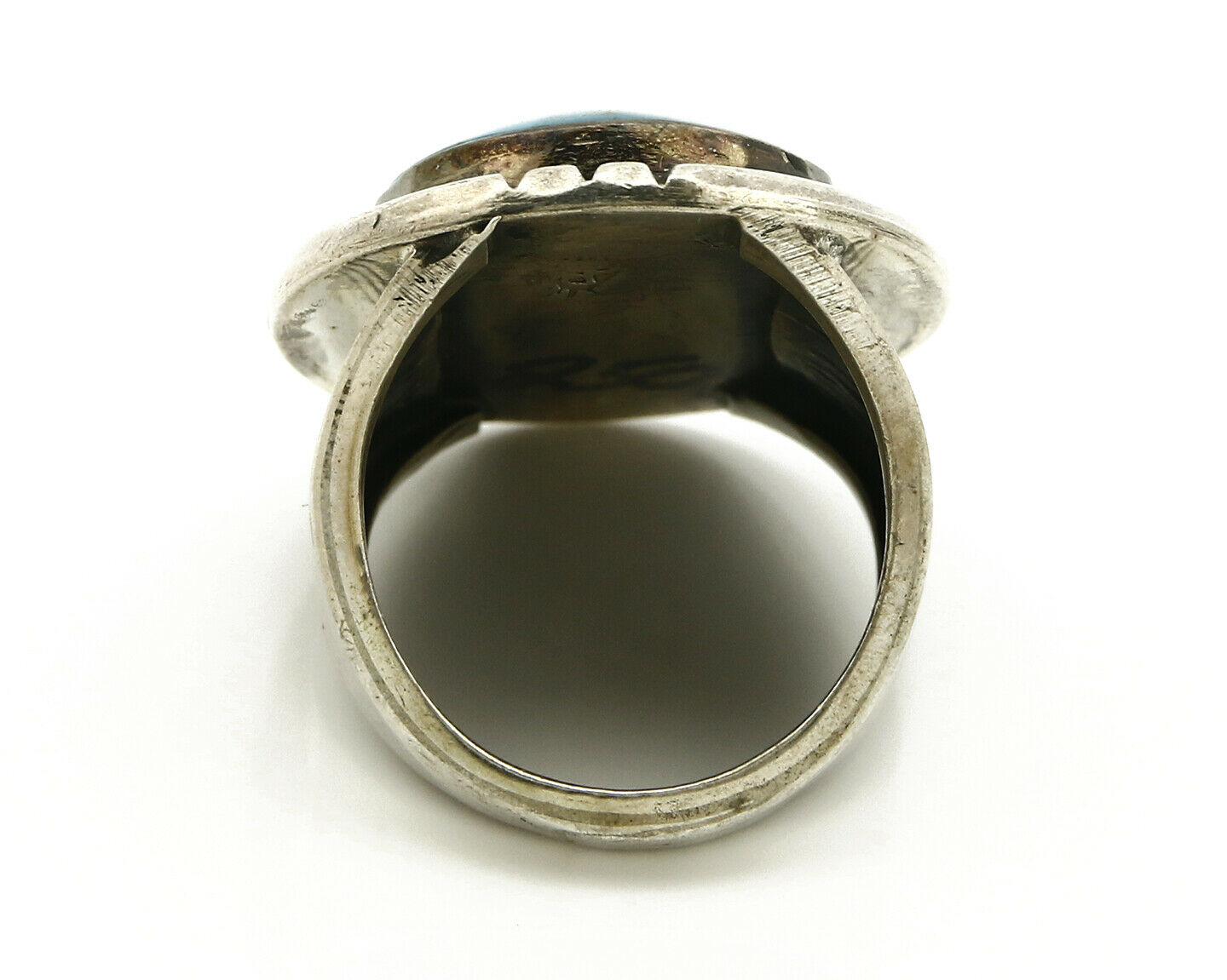 Navajo Ring .925 SOLID Silver Kingman Turquoise Signed Ralph Pemberton C.1975