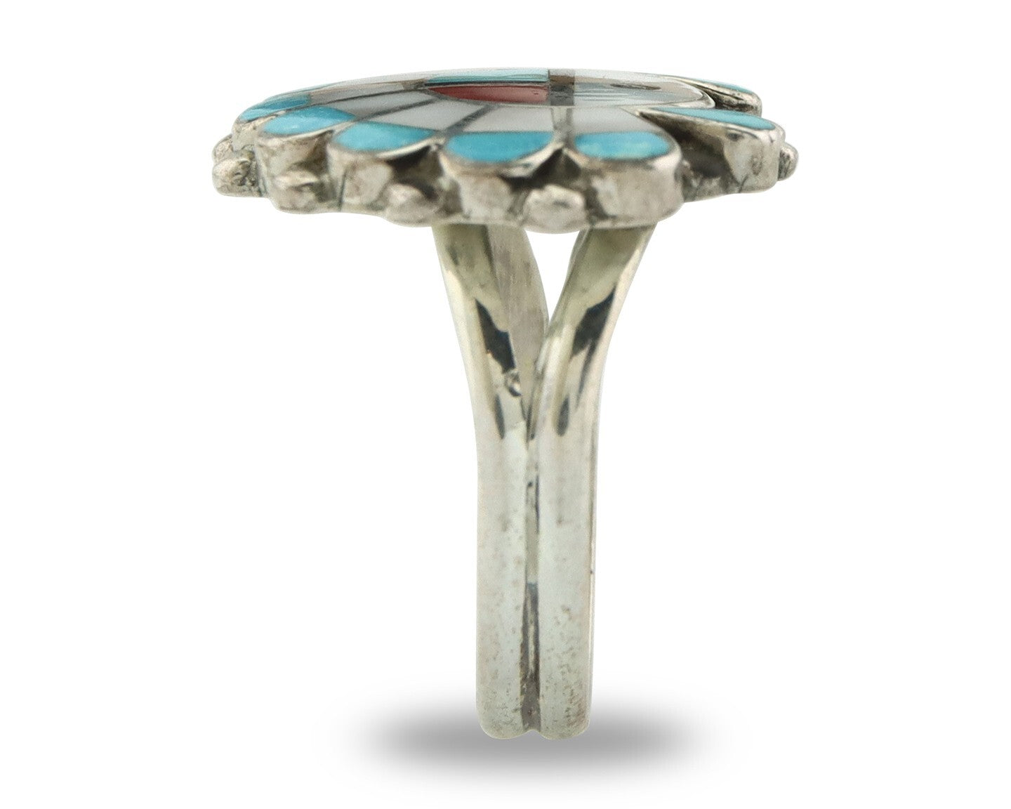 Vintage Zuni Ring 925 Sterling Silver Natural Gemstone Size 7.25