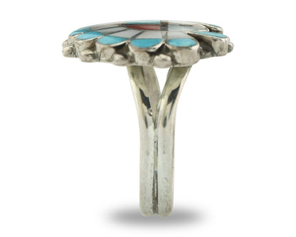 Vintage Zuni Ring 925 Sterling Silver Natural Gemstone Size 7.25