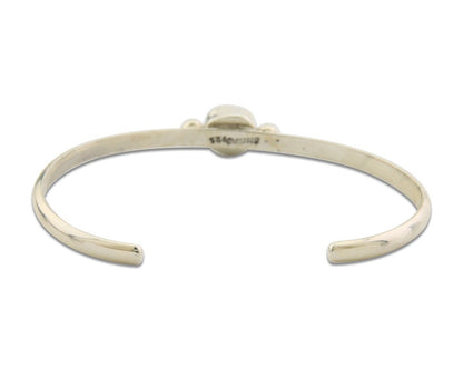 Navajo Bracelet .925 Silver Mediterranean Red Coral Cuff Native Artist C.80's