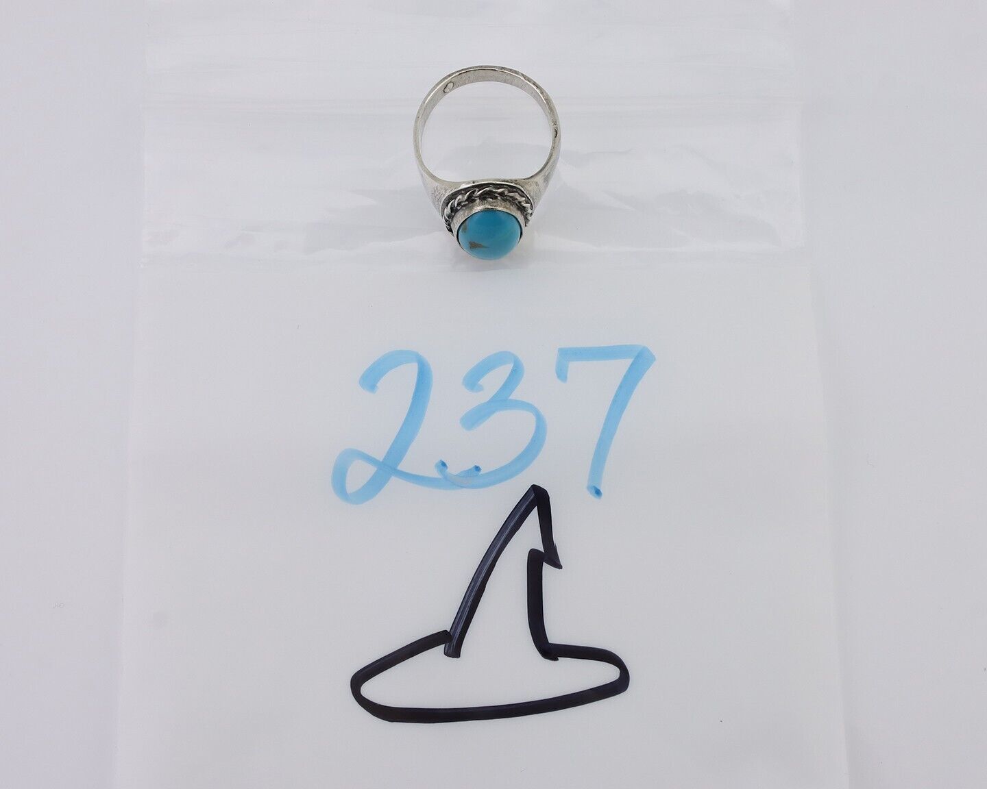 Navajo Ring 925 Silver Natural Blue Turquoise Native American Artist C.80's
