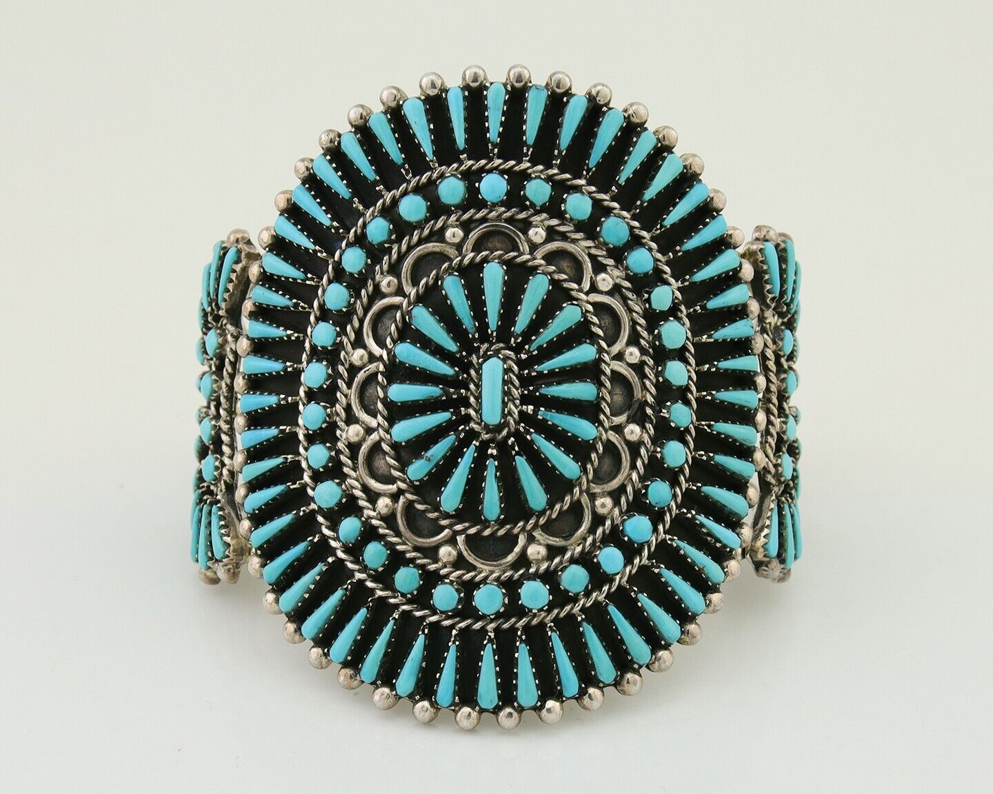 Men Navajo Bracelet 925 Silver Natural Blue Turquoise Signed Benson Yazzie C80s