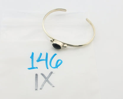 Navajo Cuff Bracelet Sterling Silver Natural Mined Black Onyx Native Artist