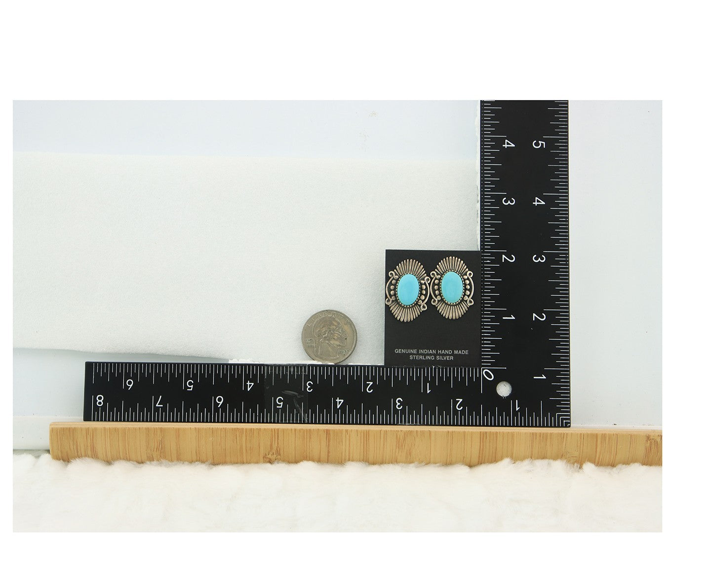 Navajo Earrings Sterling Silver Natural Turquoise Vintage Signed AM