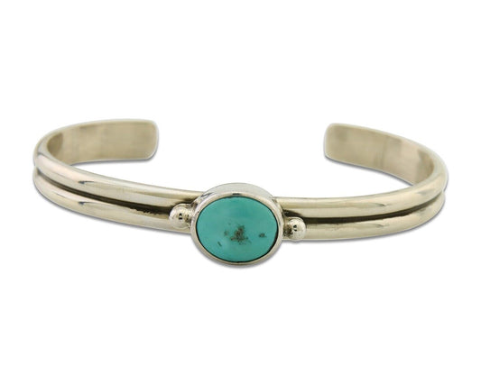 Navajo Bracelet 925 Silver Turquoise Cuff Native American Artist C.80's