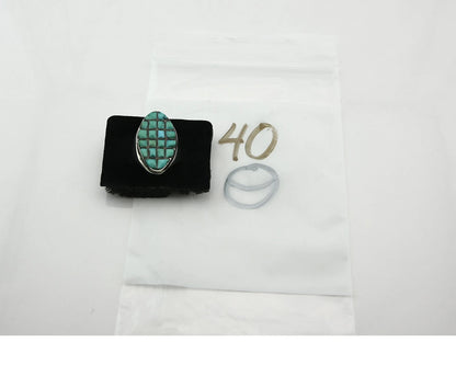 Men Zuni Ring Sterling Silver Turquoise Handmade Vintage Size 9.5