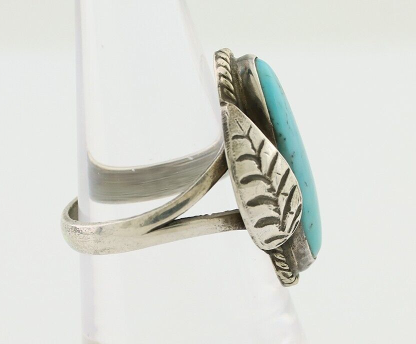 Navajo Handmade Ring 925 Silver Natural Turquoise Native American Artist C.80's