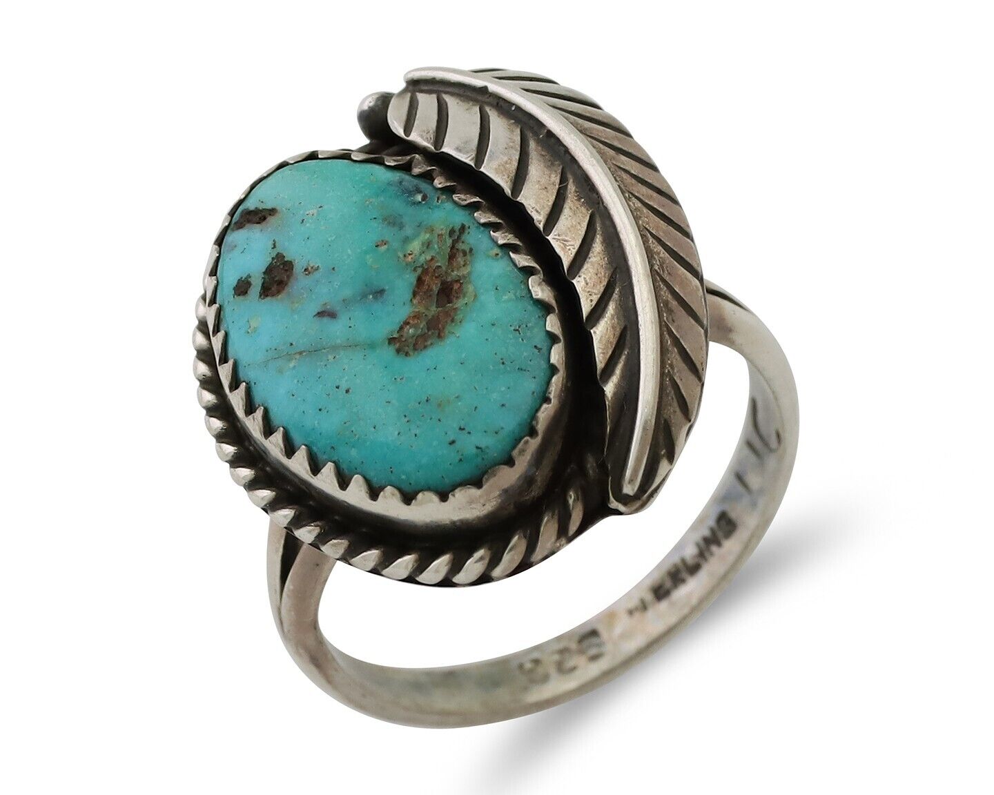 Navajo Handmade Ring 925 Silver Natural Turquoise Artist Signed IJC C.80's