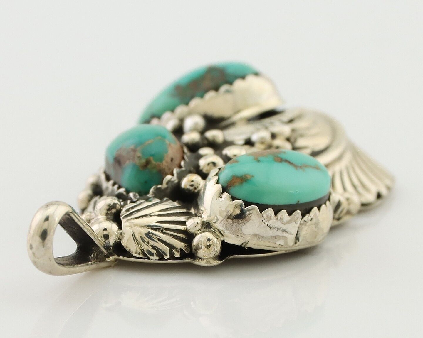 Navajo Pendant 925 Silver Natural Bisbee Turquoise Signed Tom Willeto C.80's