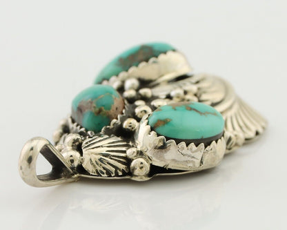 Navajo Pendant 925 Silver Natural Bisbee Turquoise Signed Tom Willeto C.80's