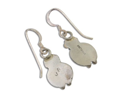 Navajo Dangle Earrings 925 Silver Natural Turquoise Artist Signed DB C.80's