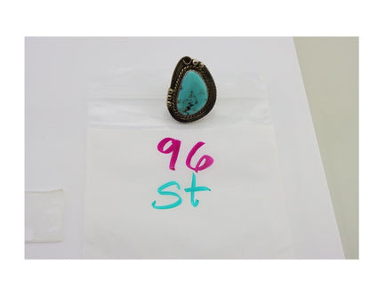 Navajo Ring 925 Sterling Silver Turquoise Signed MN C.80's