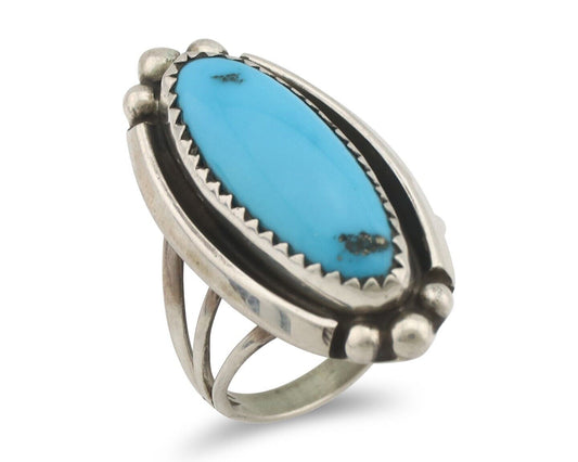 Navajo Ring 925 Silver Sleeping Beauty Turquoise Native American C.80's