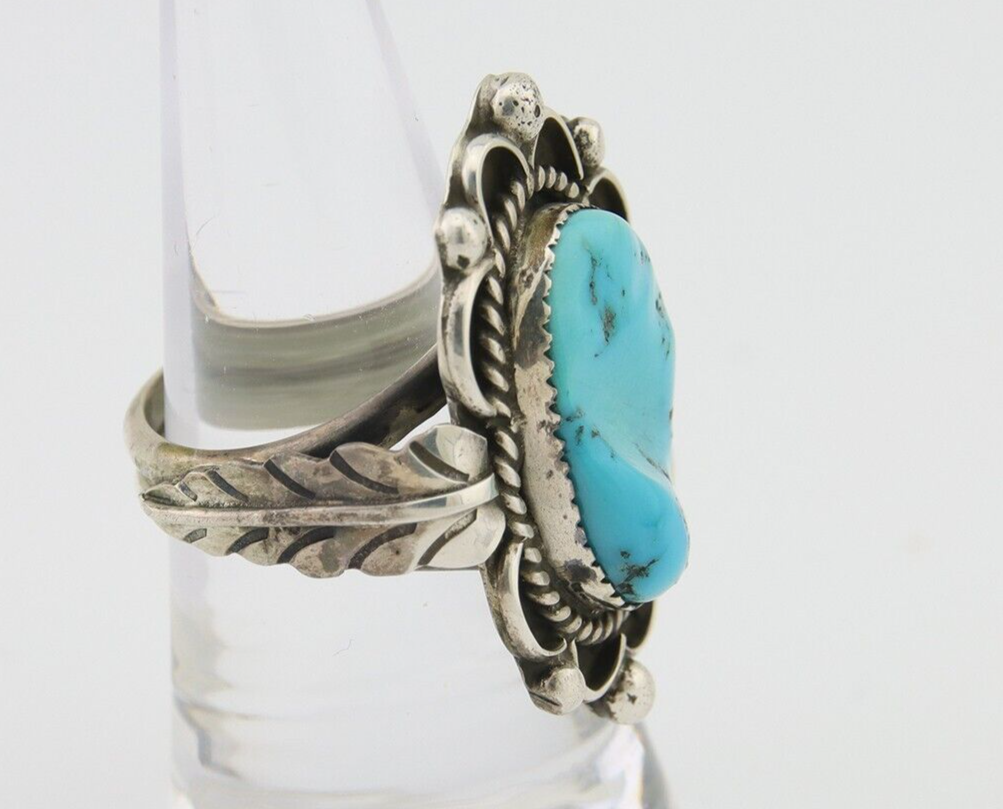 Navajo Ring 925 Silver Natural Blue Turquoise Native American Artist C.80's