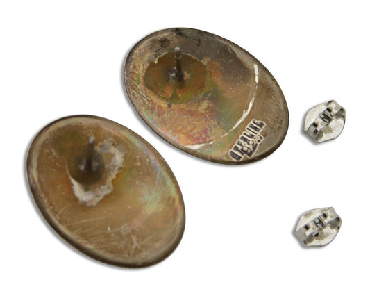 Navajo Earrings 925 Silver Kingman Turquoise Native American Artist C.80's