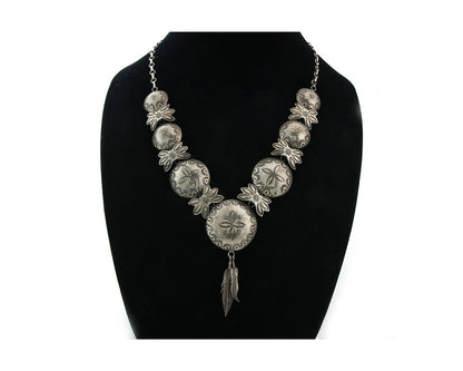 Navajo Concho Necklace Sterling Silver Vintage Stamped Signed Alfred Payton