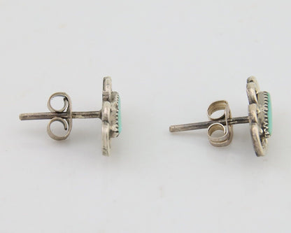 Zuni Earrings 925 Silver Natural Blue Turquoise Native Artist C.80's