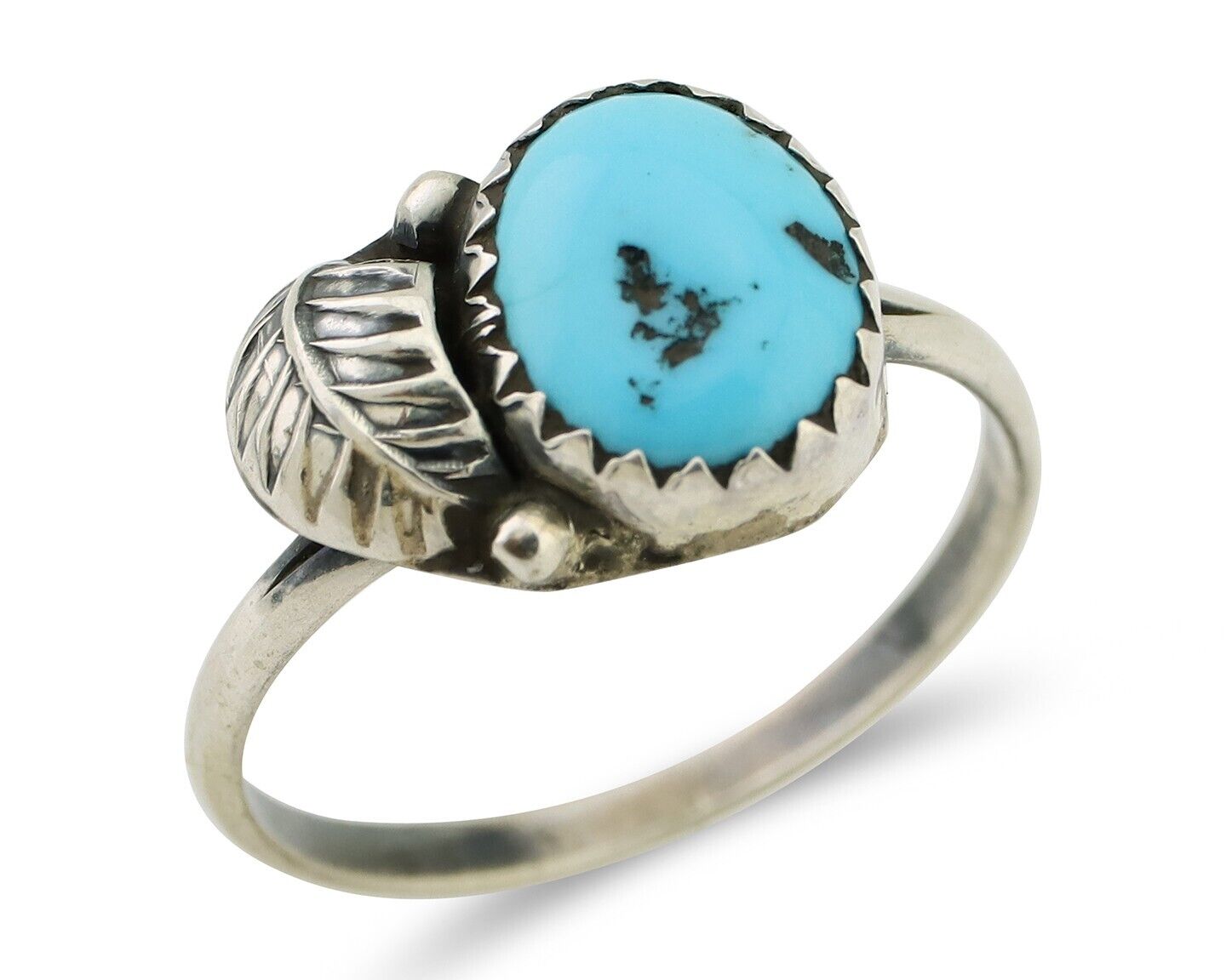 Navajo Ring 925 Silver Sleeping Beauty Turquoise Native American Artist C.80's