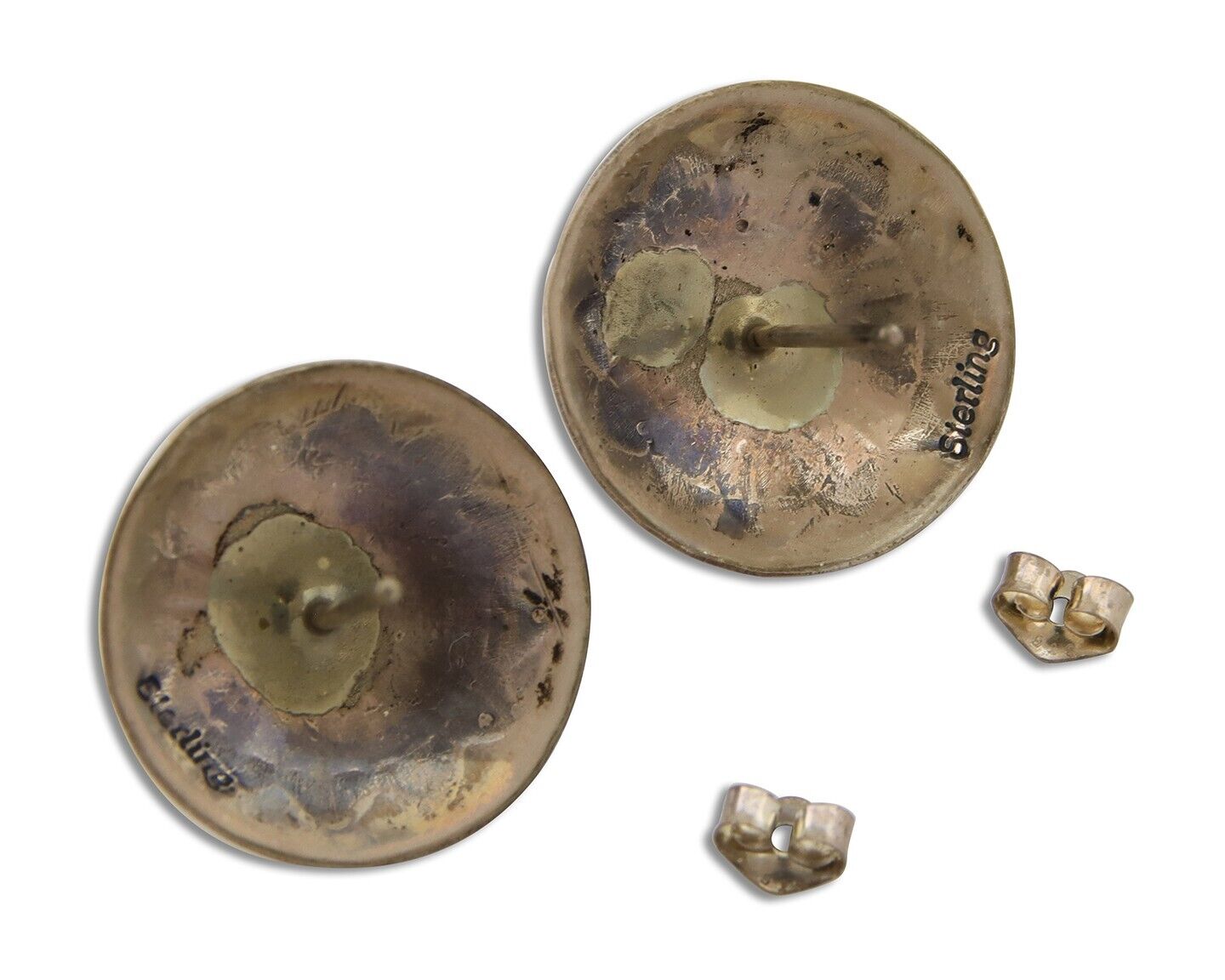 Navajo Shield Earrings 925 Silver Blue Turquoise Artist Signed SN C.80s