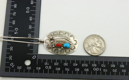 Navajo Necklace 925 Silver Spiderweb Turquoise Native American Artist C.80's