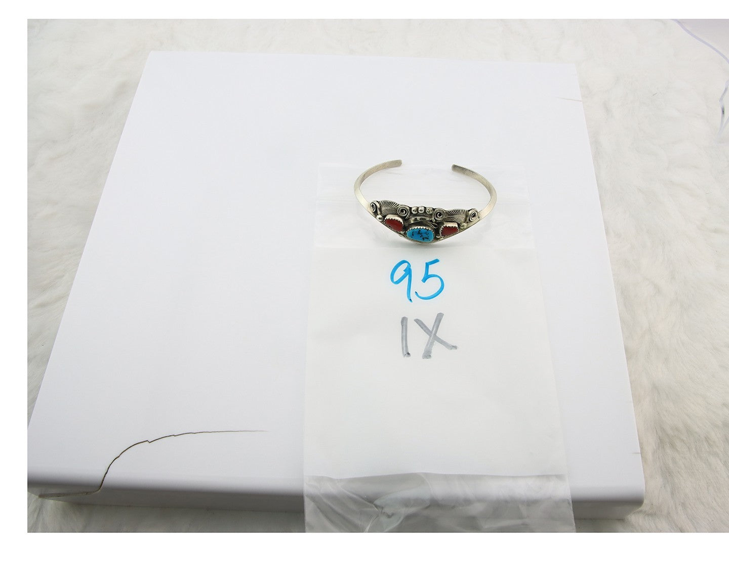 Navajo Cuff Bracelet Sterling Silver Natural Coral Turquoise Sign Justin Morris