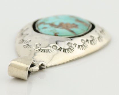 Navajo Pendant 925 Silver Royston Turquoise Artist Signed MC C.80's