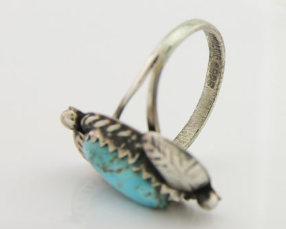 Navajo Ring 925 Silver Natural Blue Turquoise Native American Artist C.80's