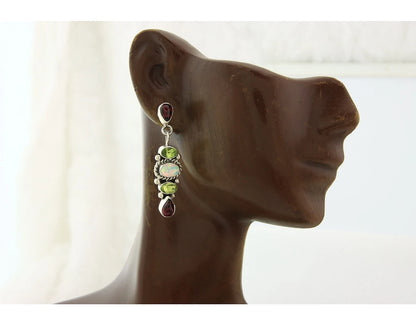Navajo Earrings Sterling Silver Gemstone Vintage Signed NAKAI