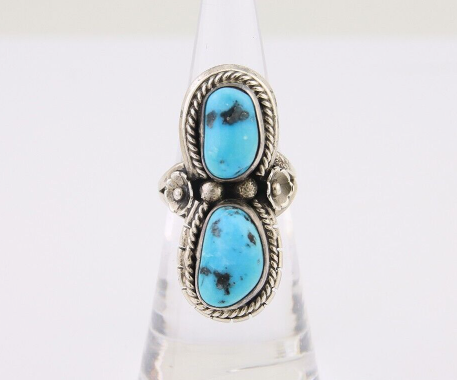 Navajo Ring 925 Silver Natural Blue Turquoise Native American Artist C.80's