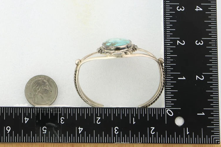 Navajo Cuff Bracelet Sterling Silver Vintage Turquoise Handmade Signed Gecko