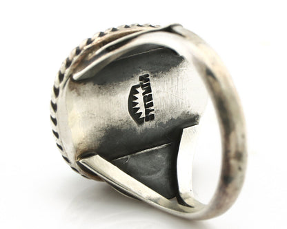 Navajo Ring 925 Silver Natural Blue Turquoise Native American Signed C.1980's