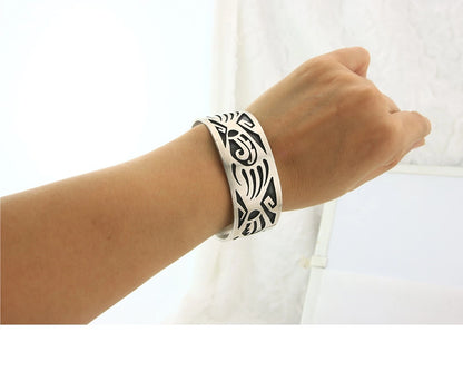 Navajo Cuff Bracelet Sterling Silver Handmade Vintage Native Artist