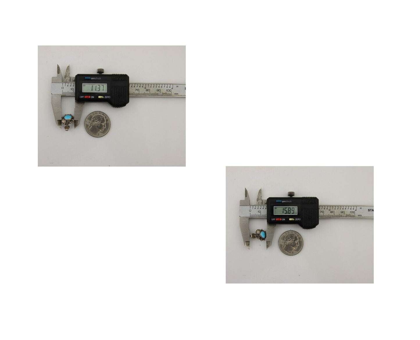 Navajo Handmade Earrings 925 Silver Natural Turquoise Native American Artist 80s