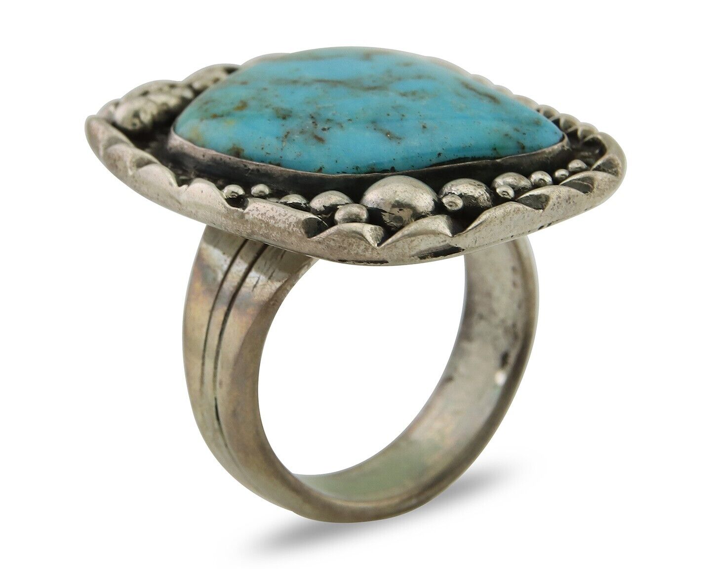 Navajo Ring .925 Silver Natural Turquoise Artist Signed Zachary C.80's