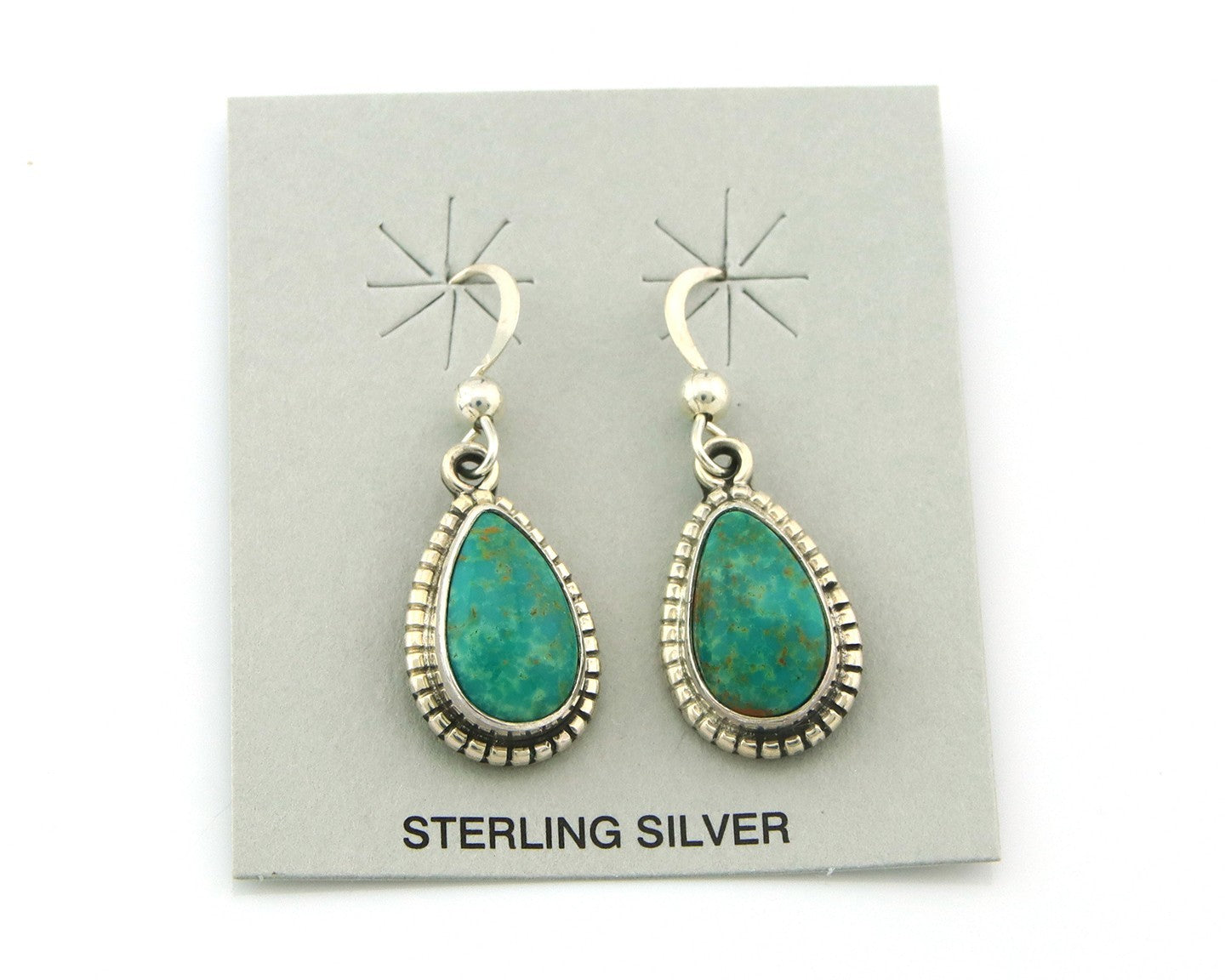Navajo Earrings Sterling Silver Natural Turquoise Vintage Signed M