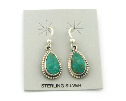 Navajo Earrings Sterling Silver Natural Turquoise Vintage Signed M