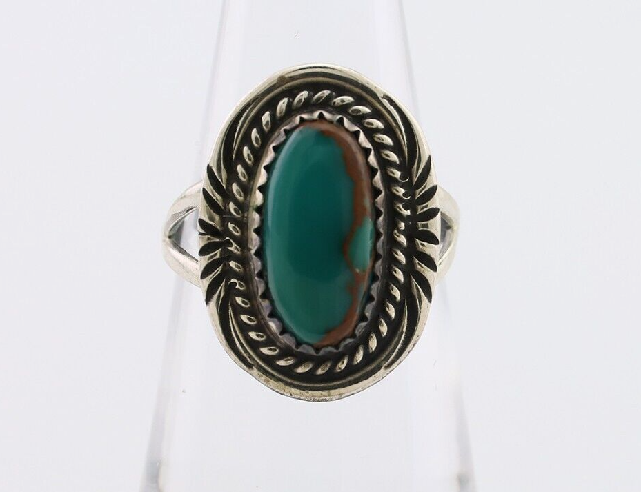 Navajo Handmade Ring 925 Silver Kingman Turquoise Size 5.75 C.80's