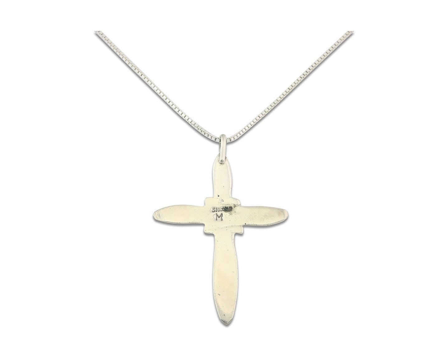 Navajo Cross Necklace Sterling Silver Authentic Natural Gemstones Signed M