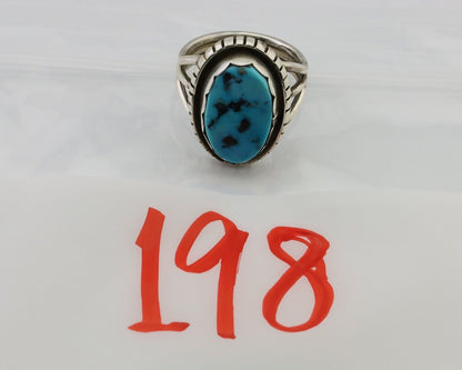 Navajo Ring 925 Silver Natural Blue Turquoise Signed Tony Guerro C.80's